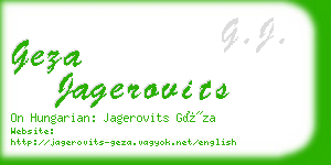 geza jagerovits business card